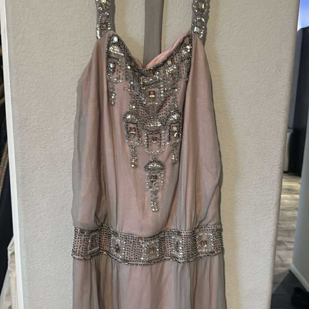Sue Wong Grey Gatsby Sequin Dress